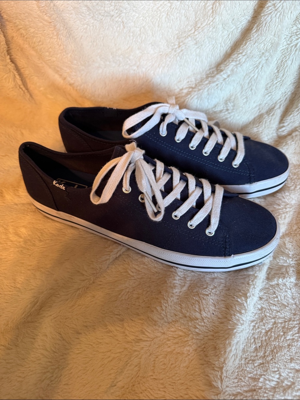 Keds Womens Navy Blue Canvas Low Top Lace Up Sneakers Size 9.5 Americana Retro